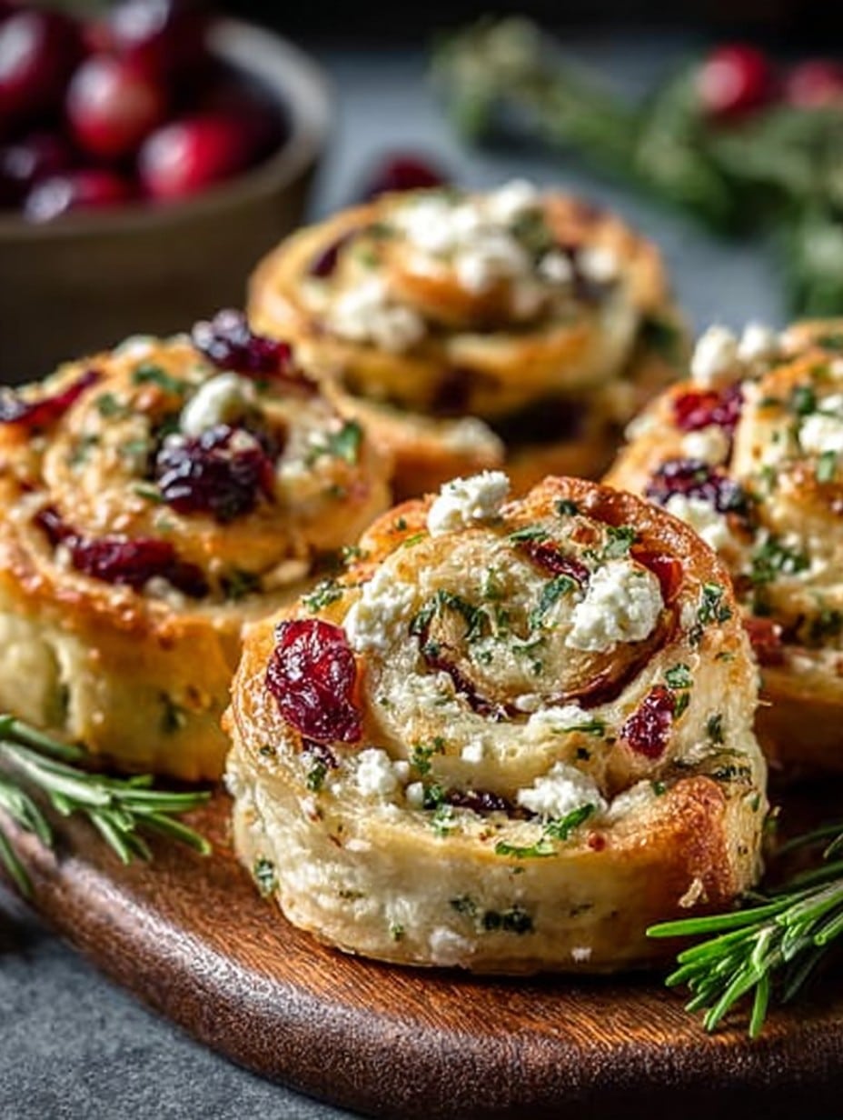 Cranberry Cream Cheese Pinwheels with Feta & Herbs Recipe