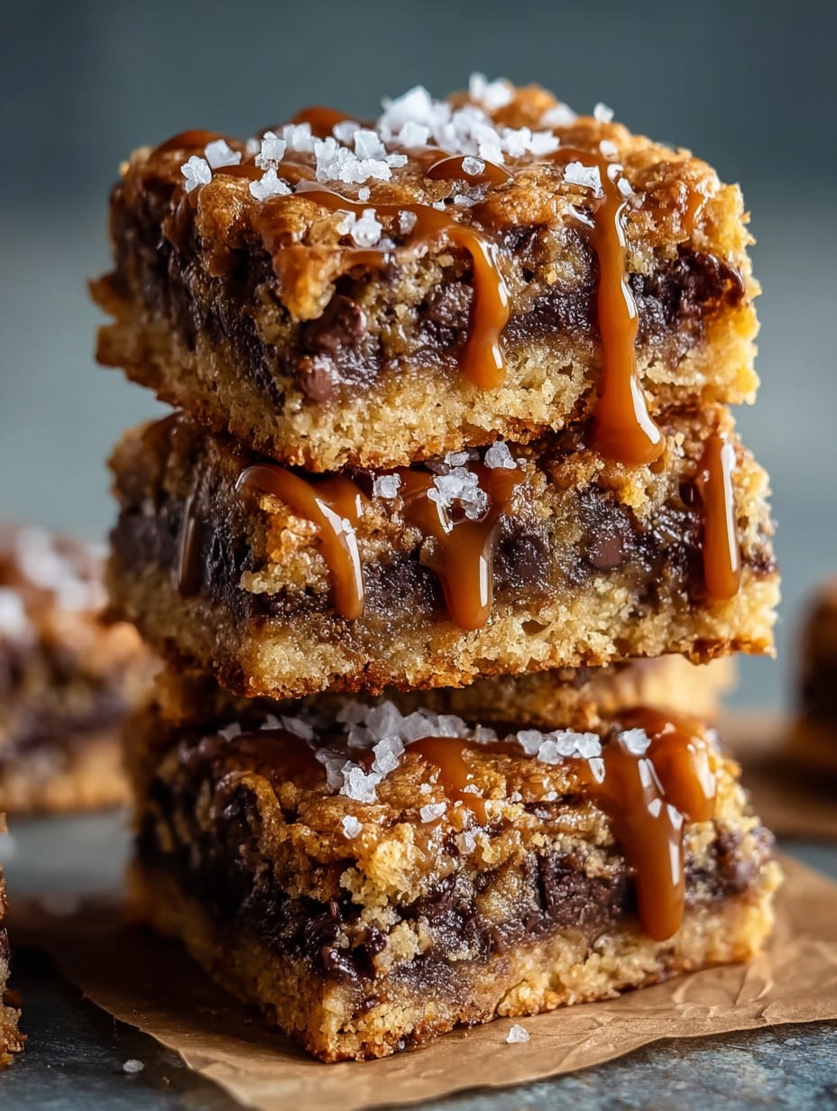 Salted Caramel Chocolate Chip Oat Cookie Bars
