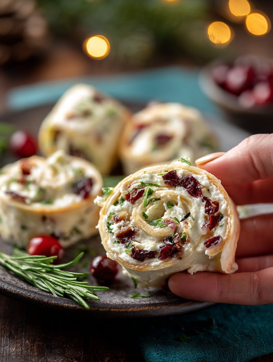 Savory Christmas Cranberry Roll Ups