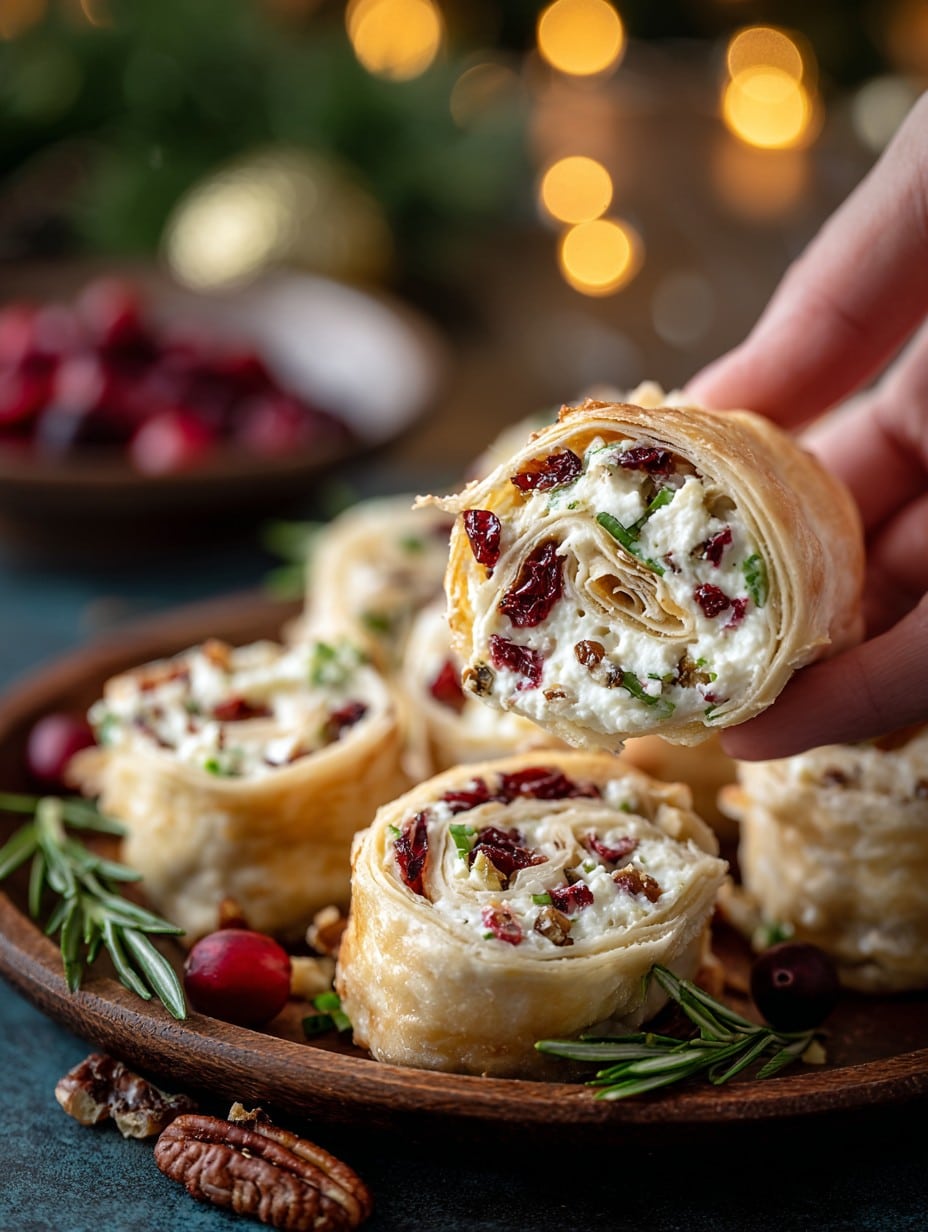 Savory Christmas Cranberry Roll Ups