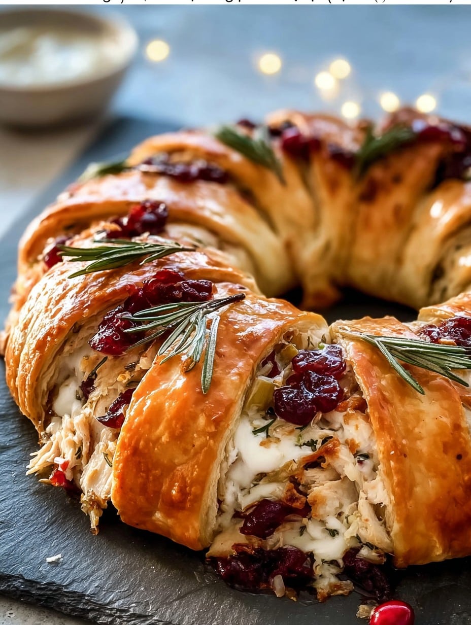 Savory turkey and cranberry crescent ring