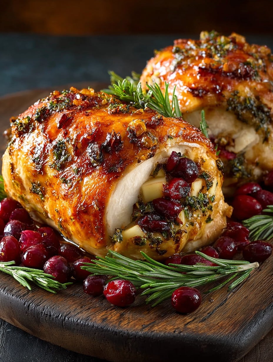 Stuffed Roast Chicken with Cranberries and Apples