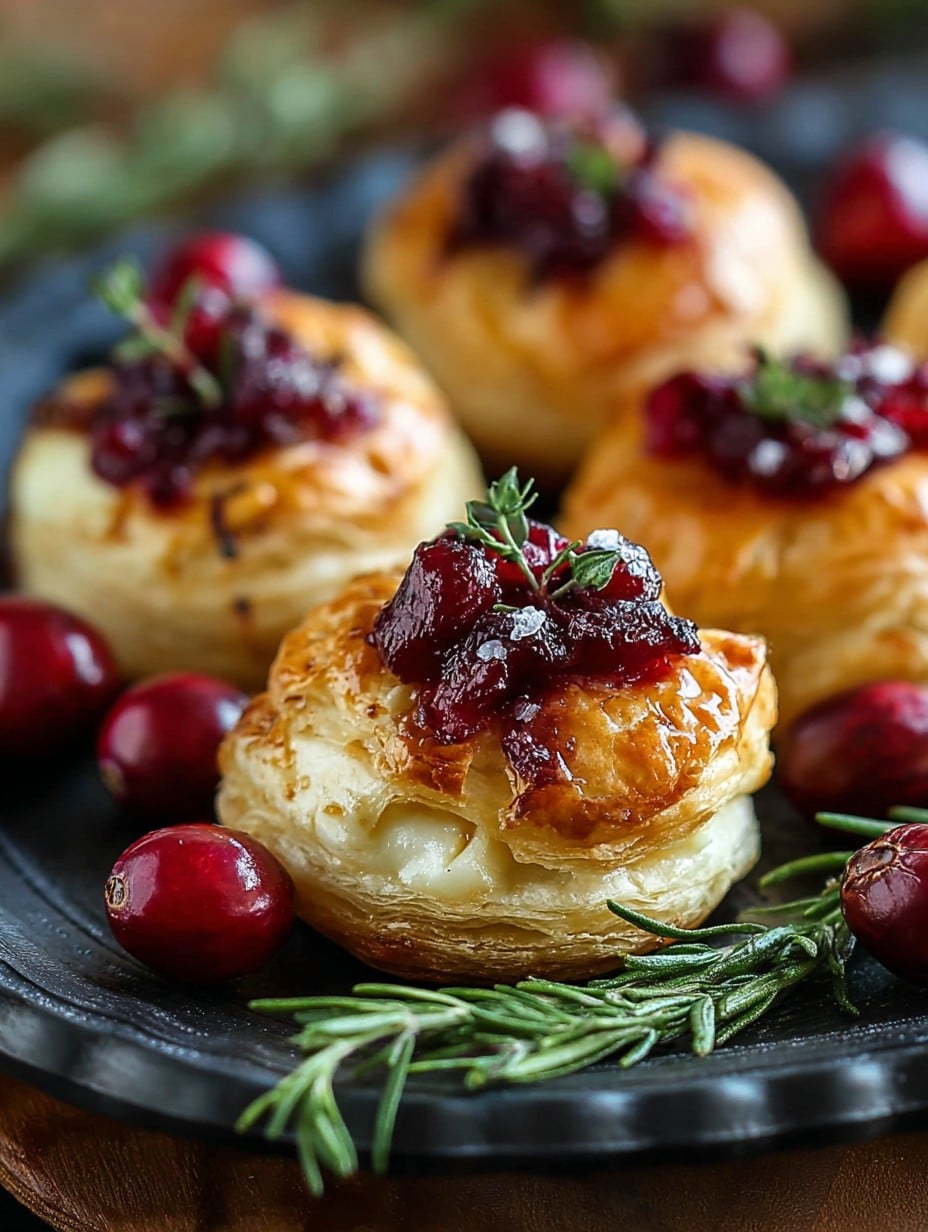 Cranberry Brie Puff Pastry Bites