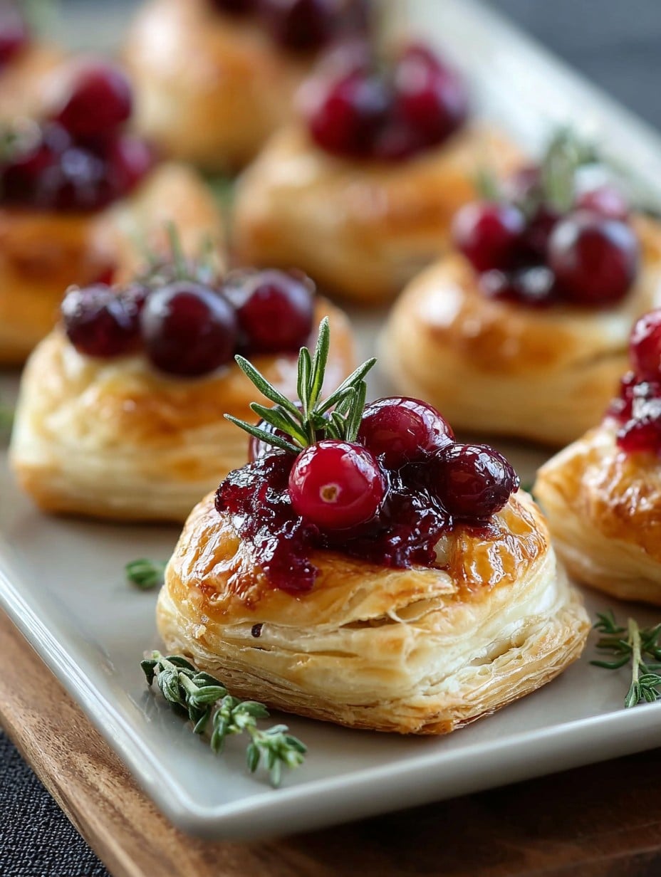 Cranberry Brie Puff Pastry Bites