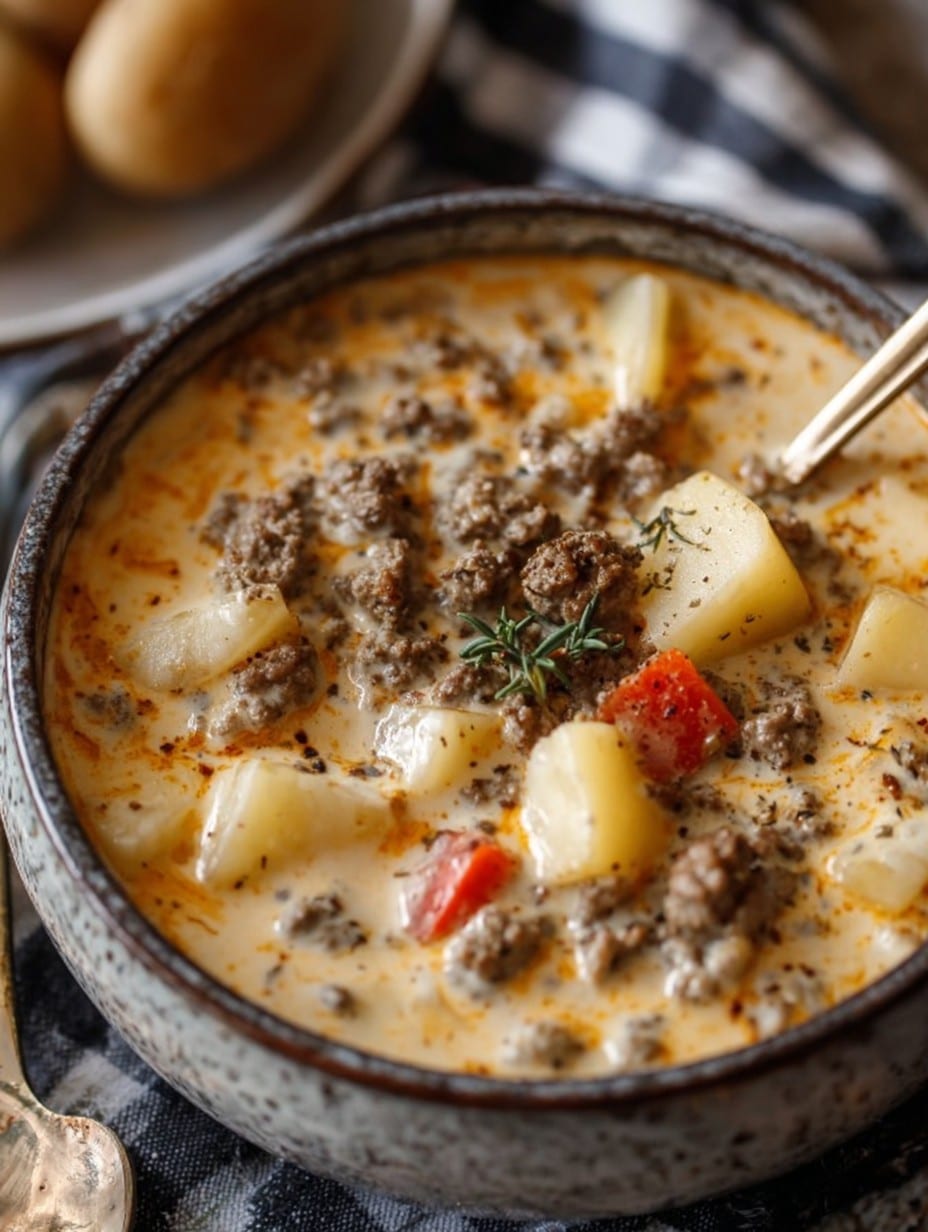 Crockpot Creamy Potato & Hamburger Soup