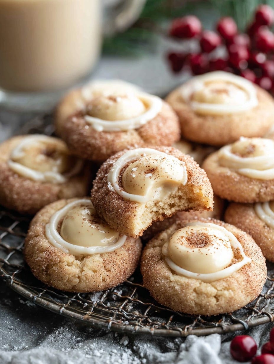 Eggnog Snickerdoodle Thumbprint Cookies For Christmas