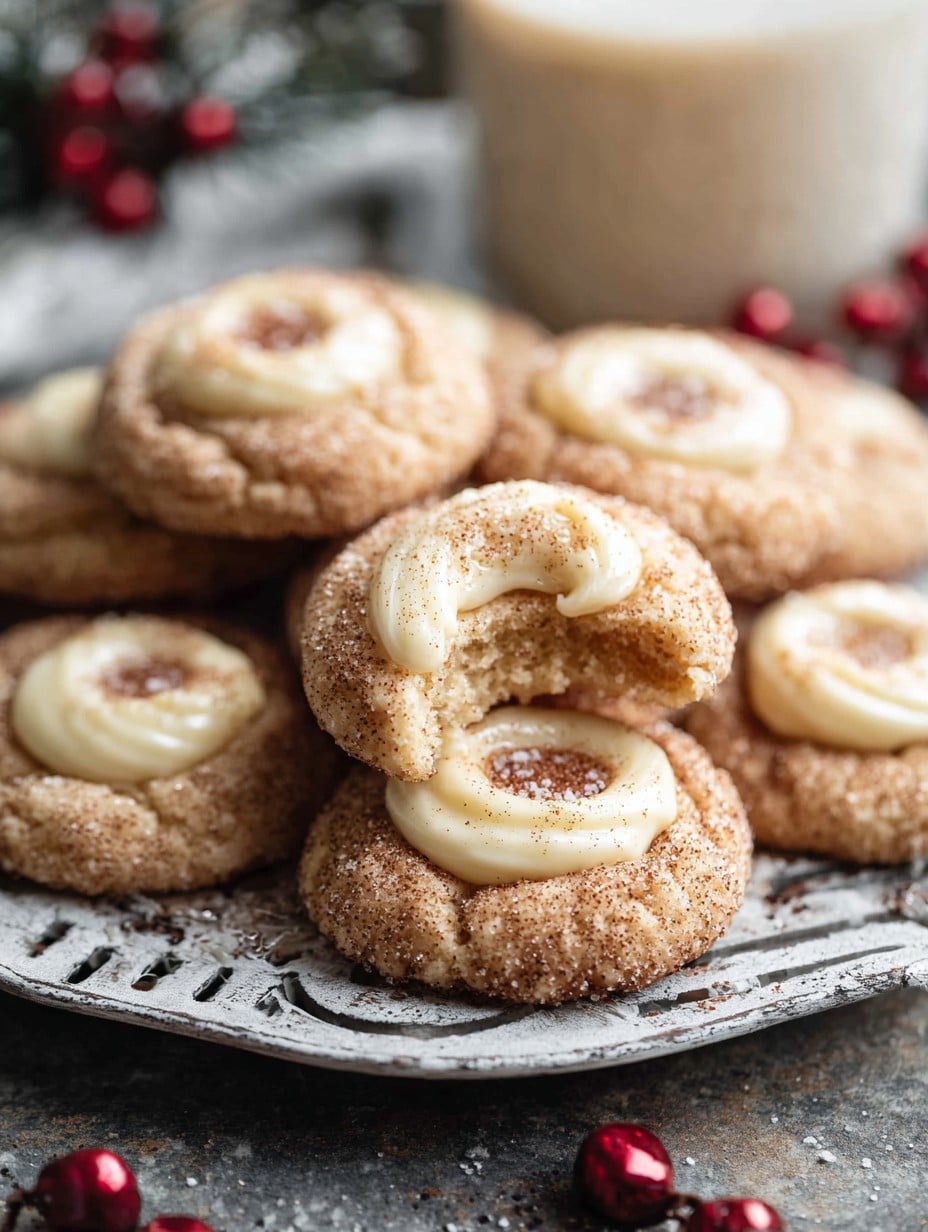 Eggnog Snickerdoodle Thumbprint Cookies For Christmas