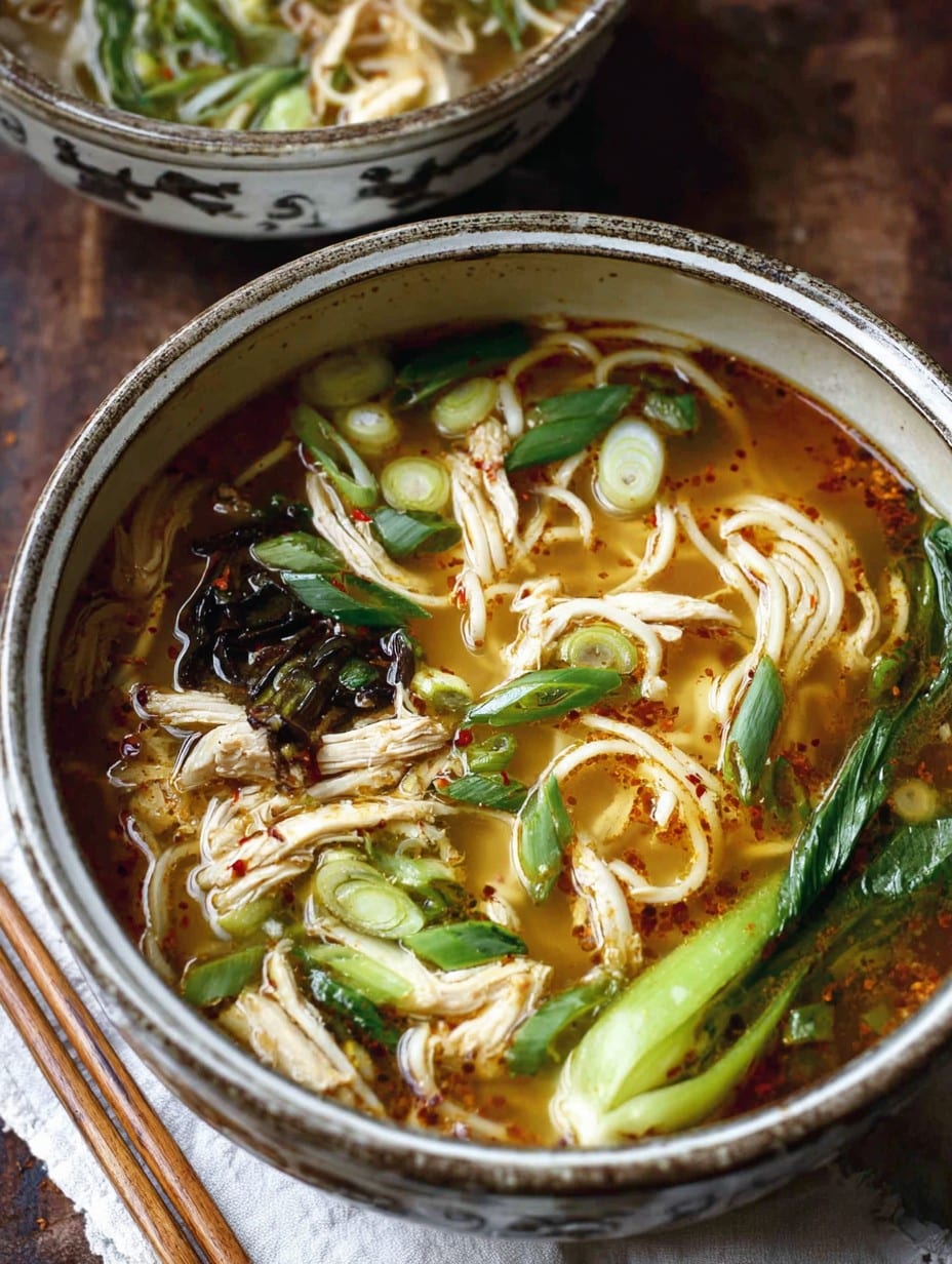 Aromatic Ginger Scallion Chicken Noodle Soup