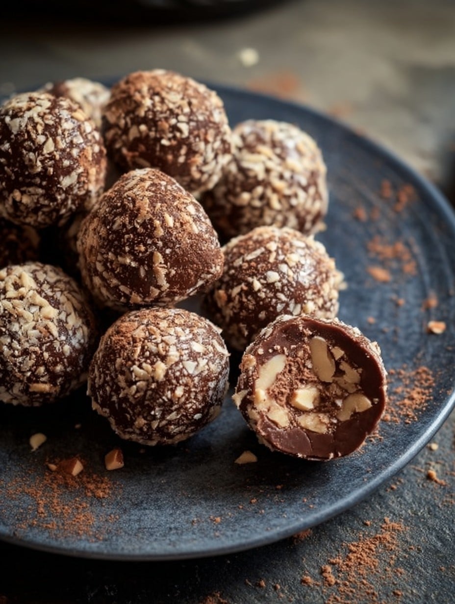 Chocolate Hazelnut No-Bake Truffles
