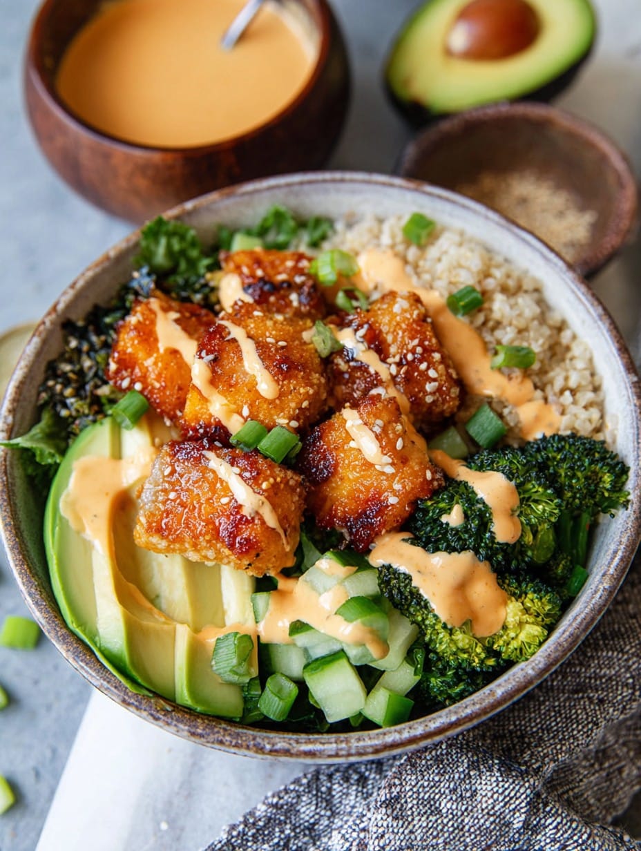 Crispy Bang Bang Salmon Bites Bowls
