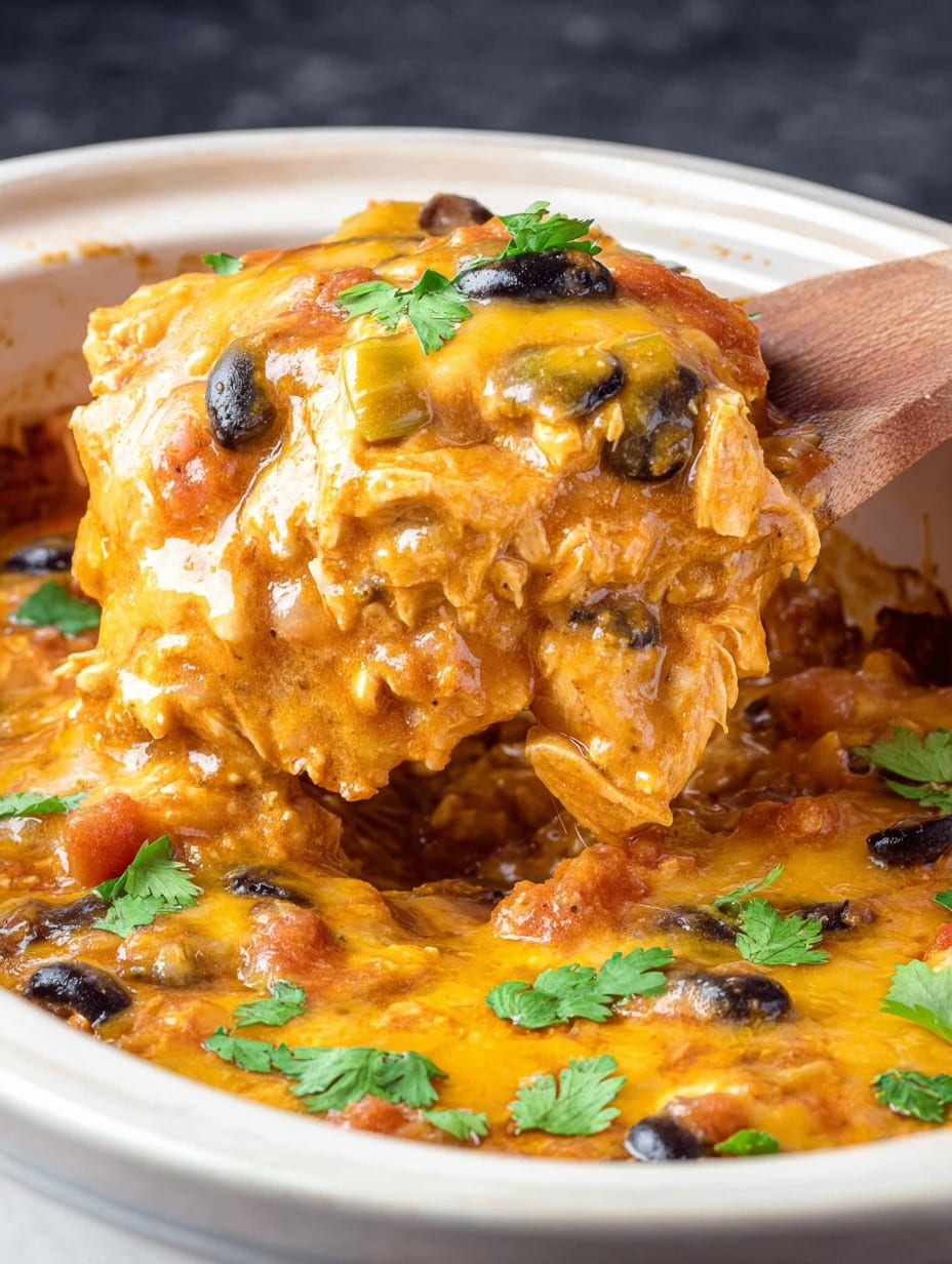 Crockpot Chicken Enchilada Casserole