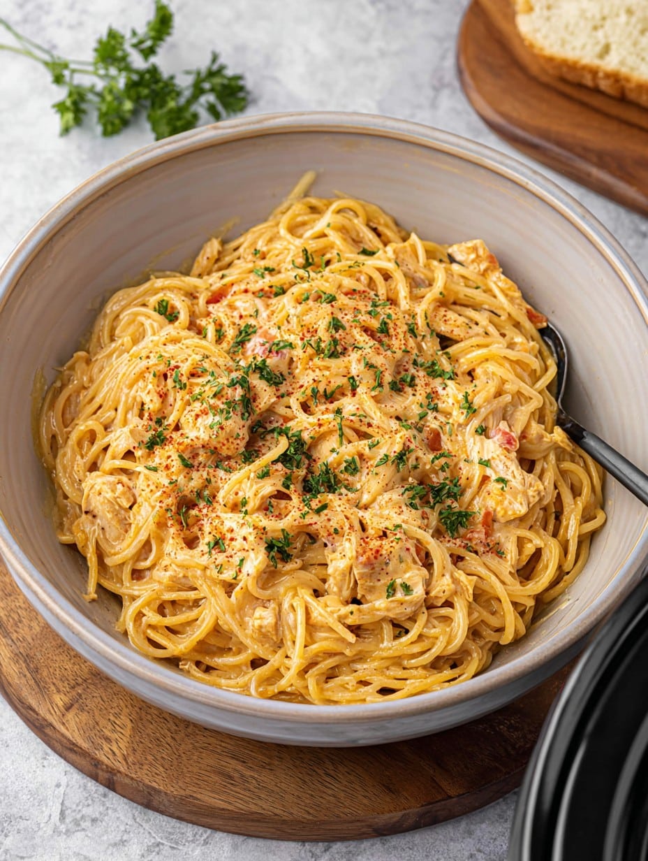 Crockpot Chicken Spaghetti