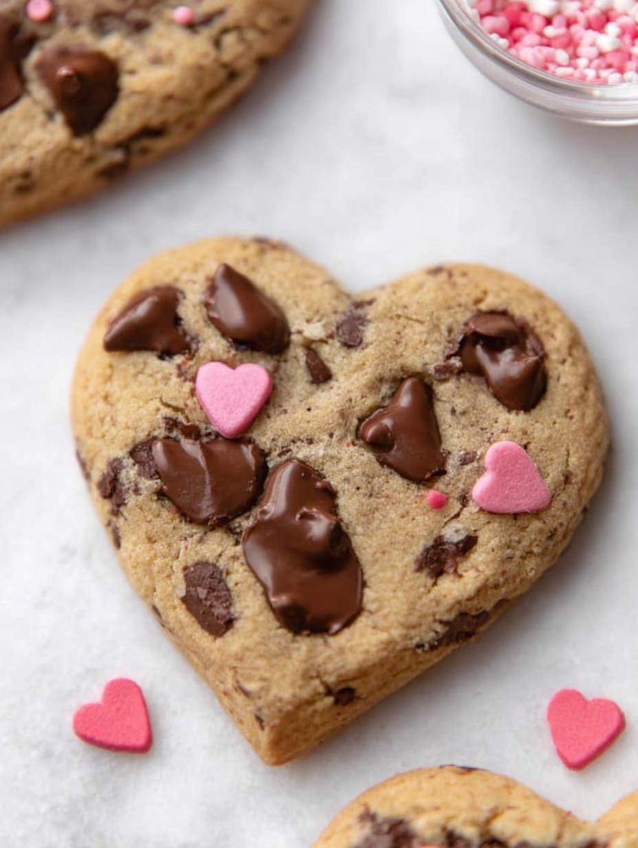 heart shaped chocolate chip cookies for valentine's day