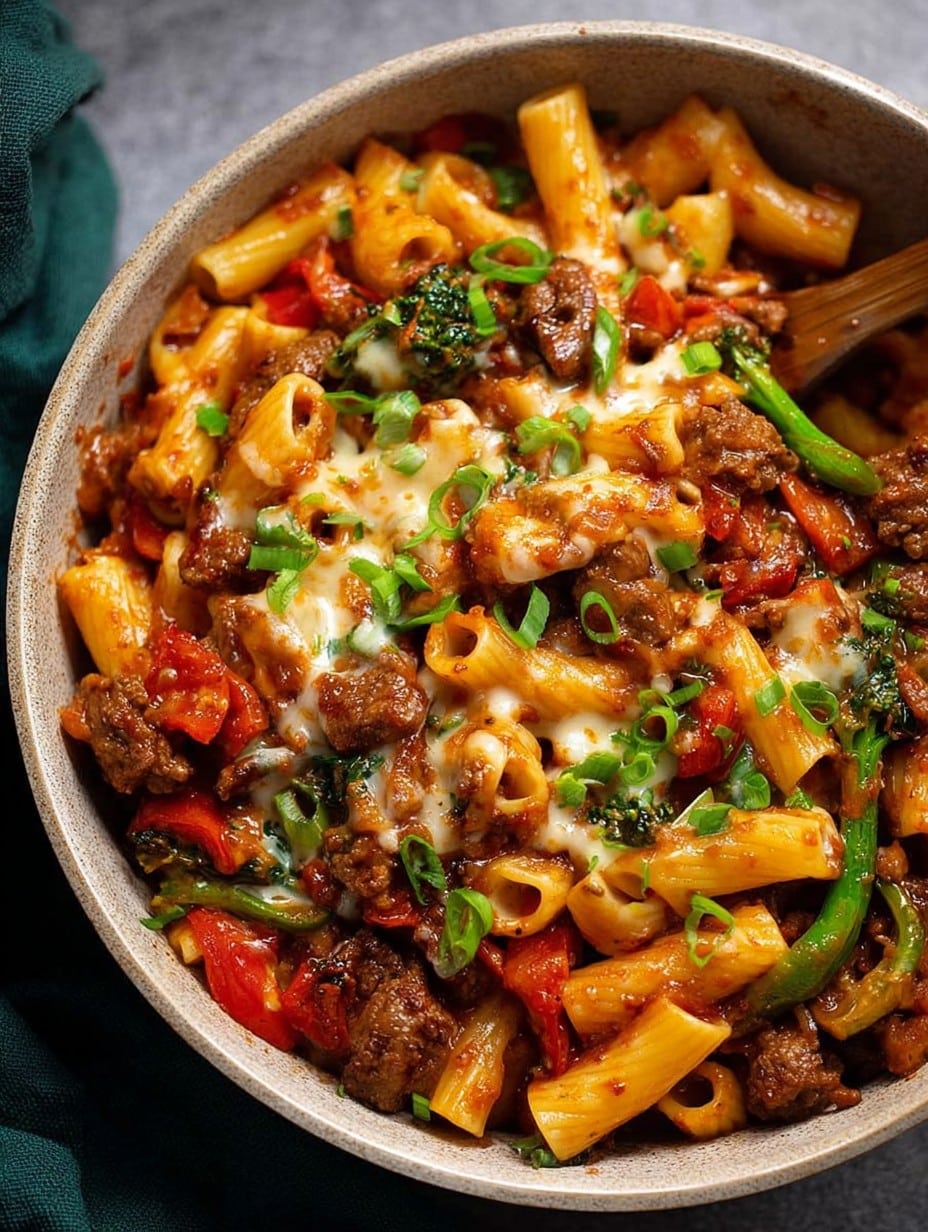 One Pot Cajun Beef Pasta with lots-of-veg