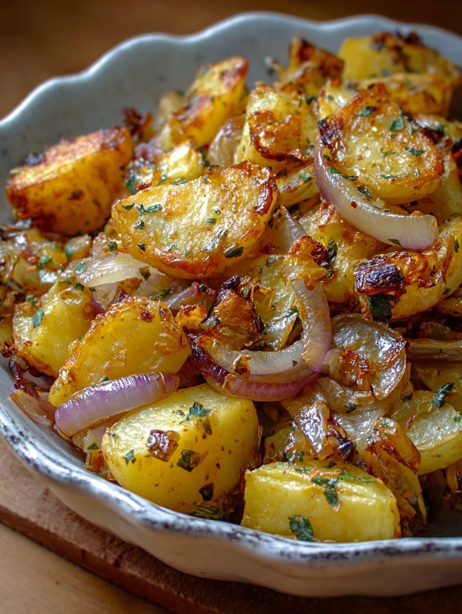 OVEN FRIED POTATOES & ONIONS
