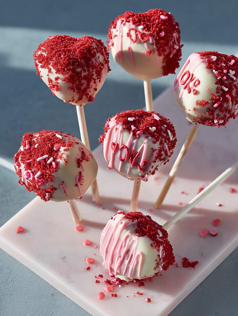 Red Velvet Cake Pops for valentine's day