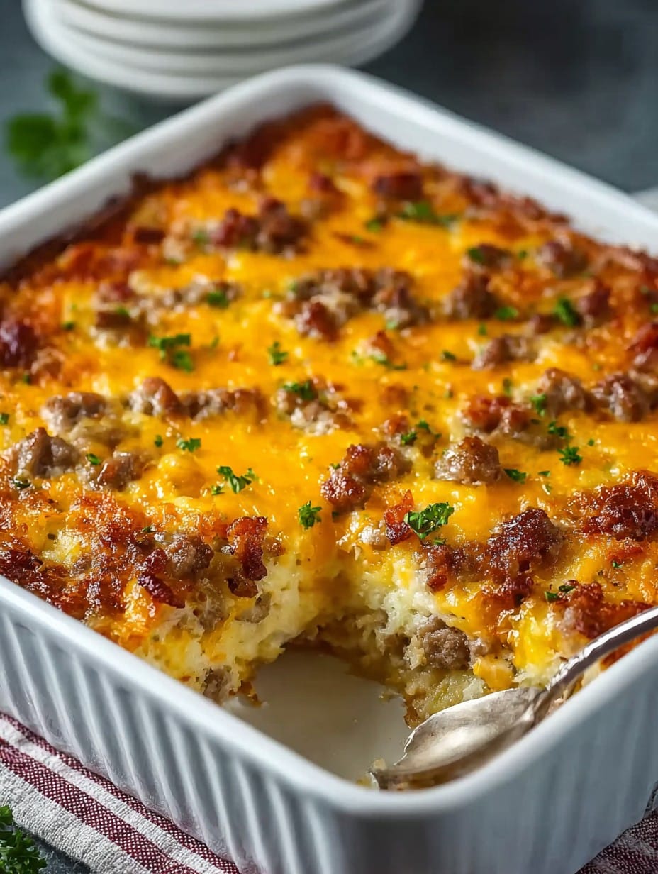 Sausage Hash Brown Breakfast Casserole