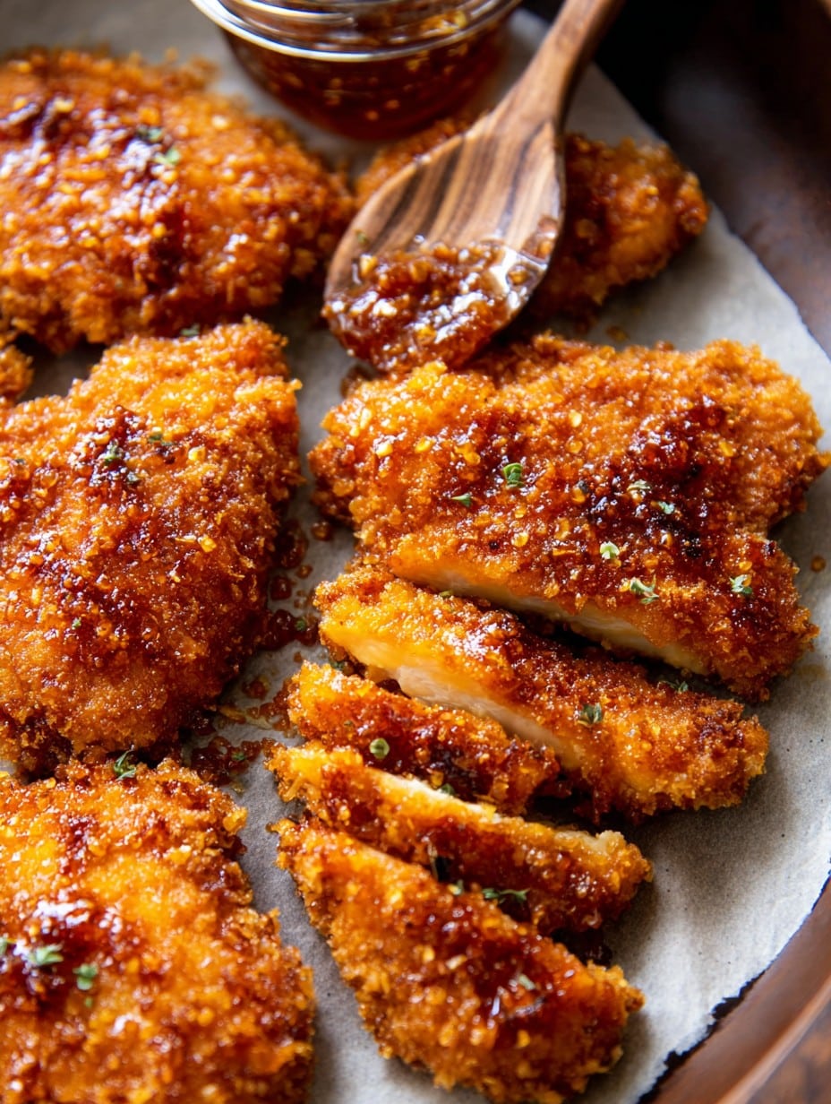 Baked Crunchy Hot Honey Chicken.