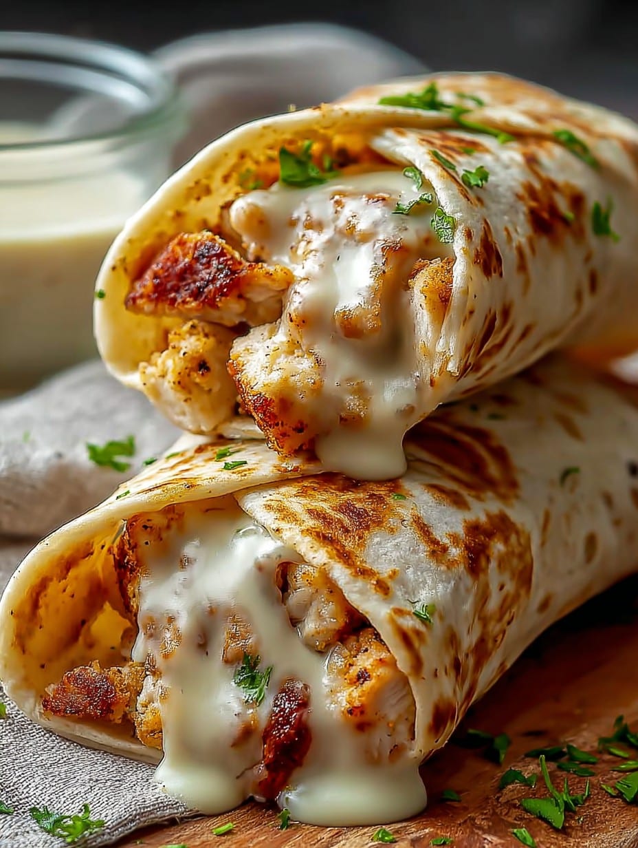 Cheesy Garlic Chicken Wraps