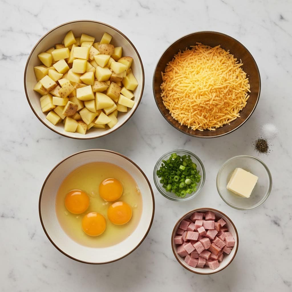 Cheesy Potato Egg Scramble