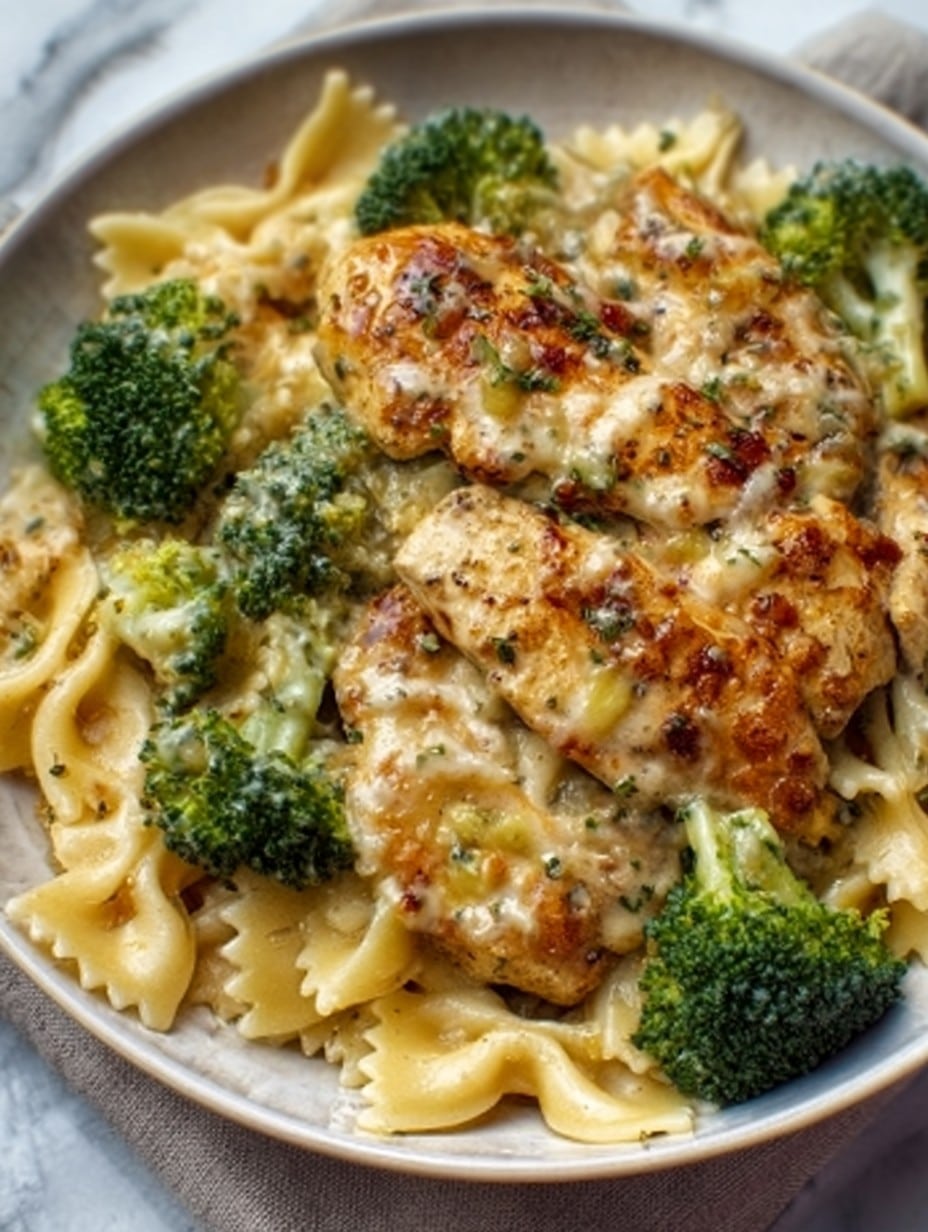 Cowboy Butter Lemon Bowtie Chicken with Broccoli Recipe