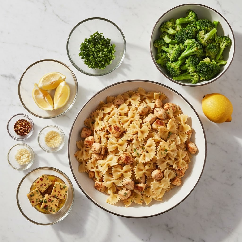 Cowboy Butter Lemon Bowtie Chicken with Broccoli