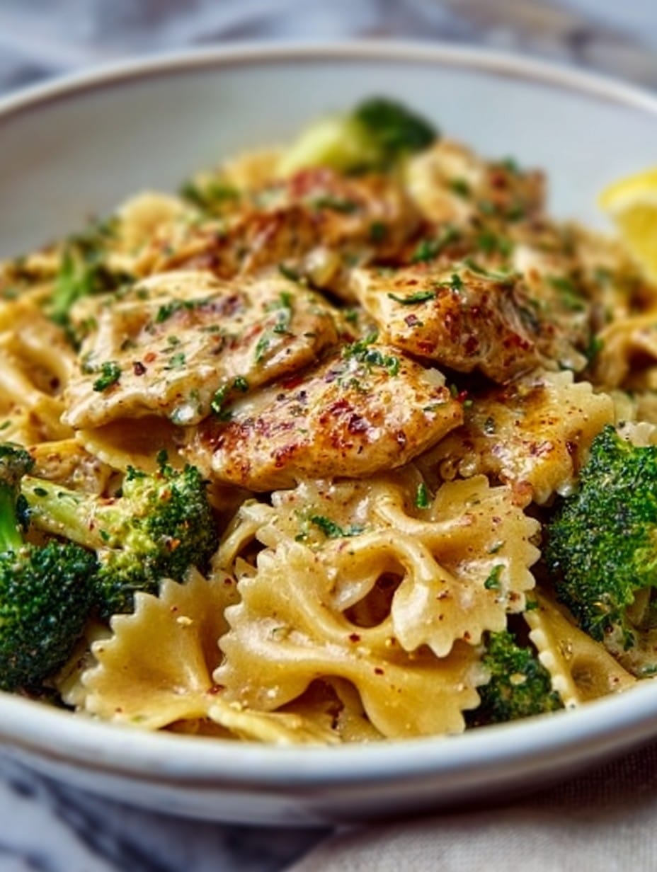 Cowboy Butter Lemon Bowtie Chicken with Broccoli