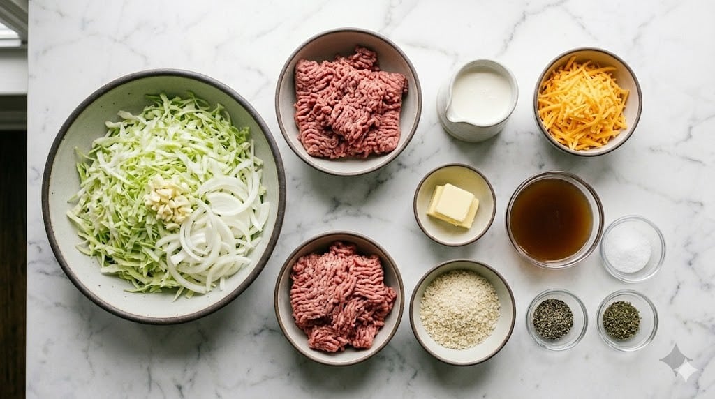 Creamed Cabbage and Ground Beef Casserole