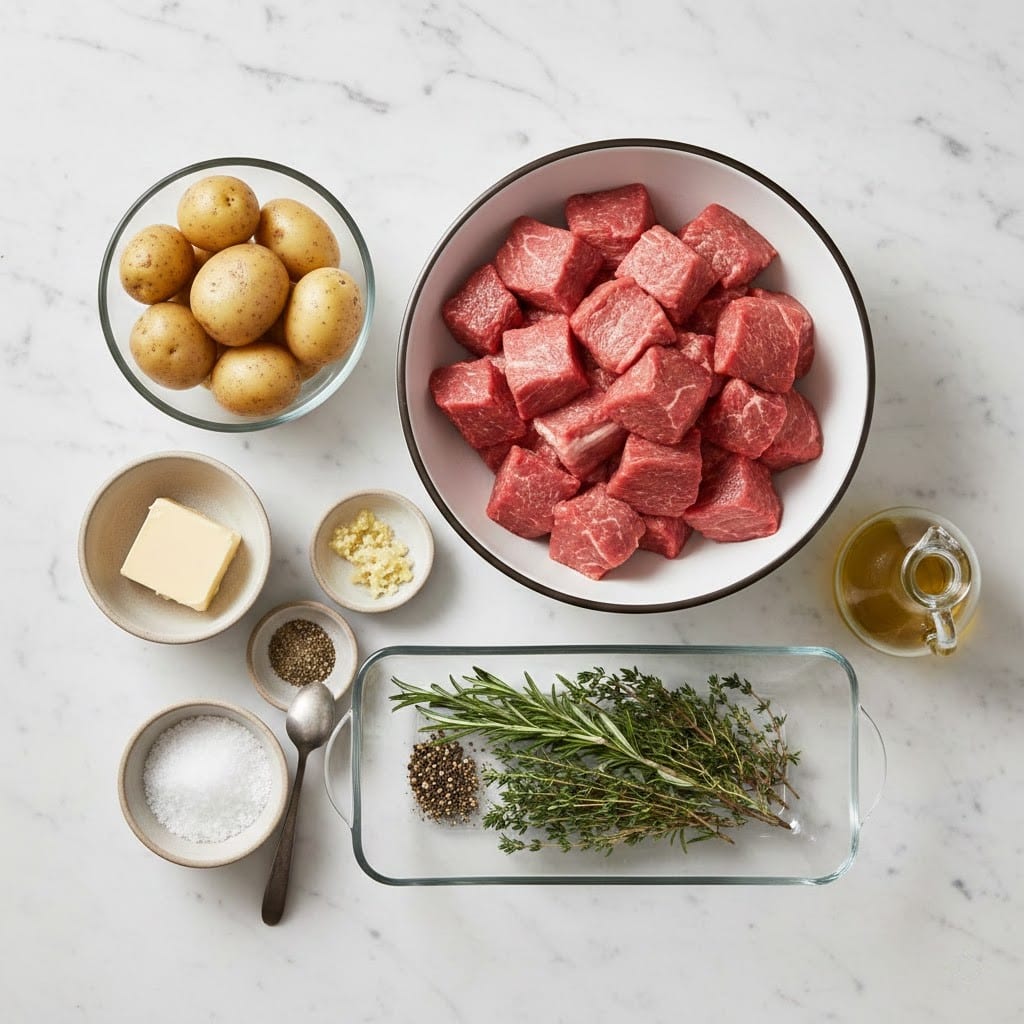 Garlic Butter Beef Bites with Potatoes