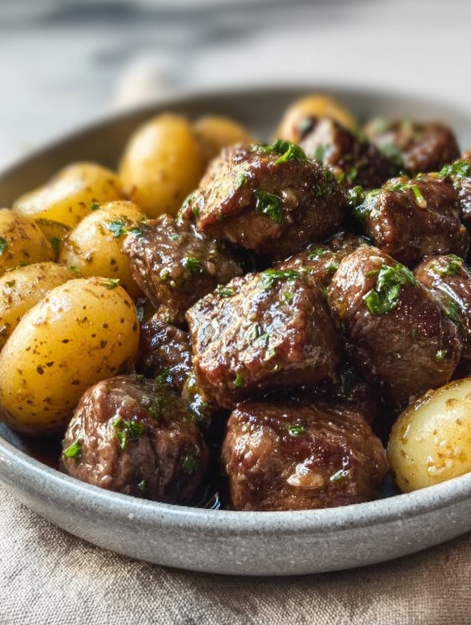 Garlic Butter Beef Bites with Potatoes