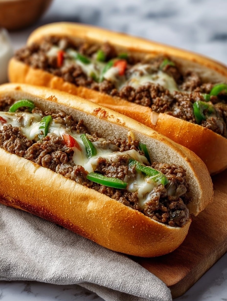 Ground Beef Philly Cheesesteaks