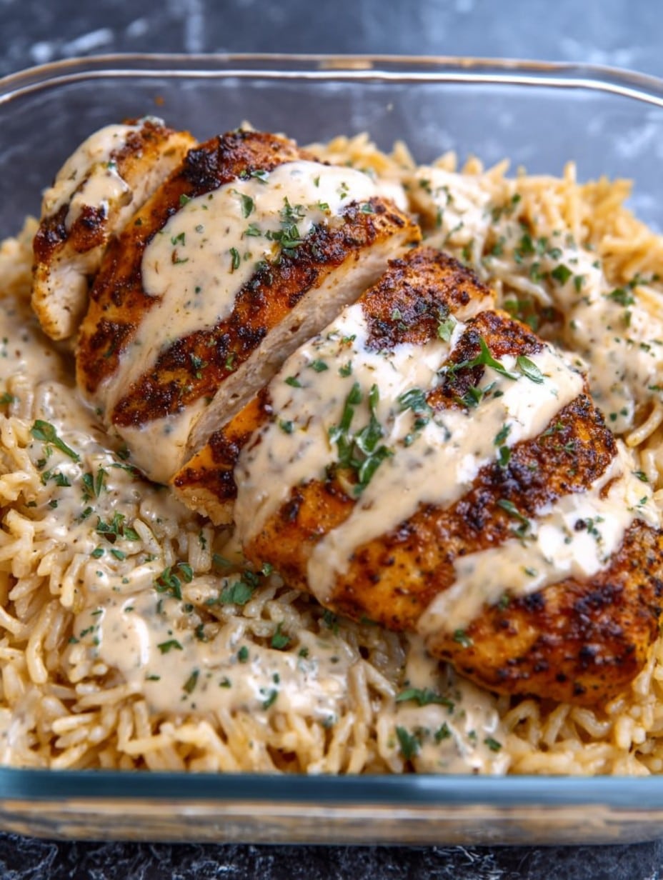 High Protein Creamy Cajun Chicken with Garlic Rice