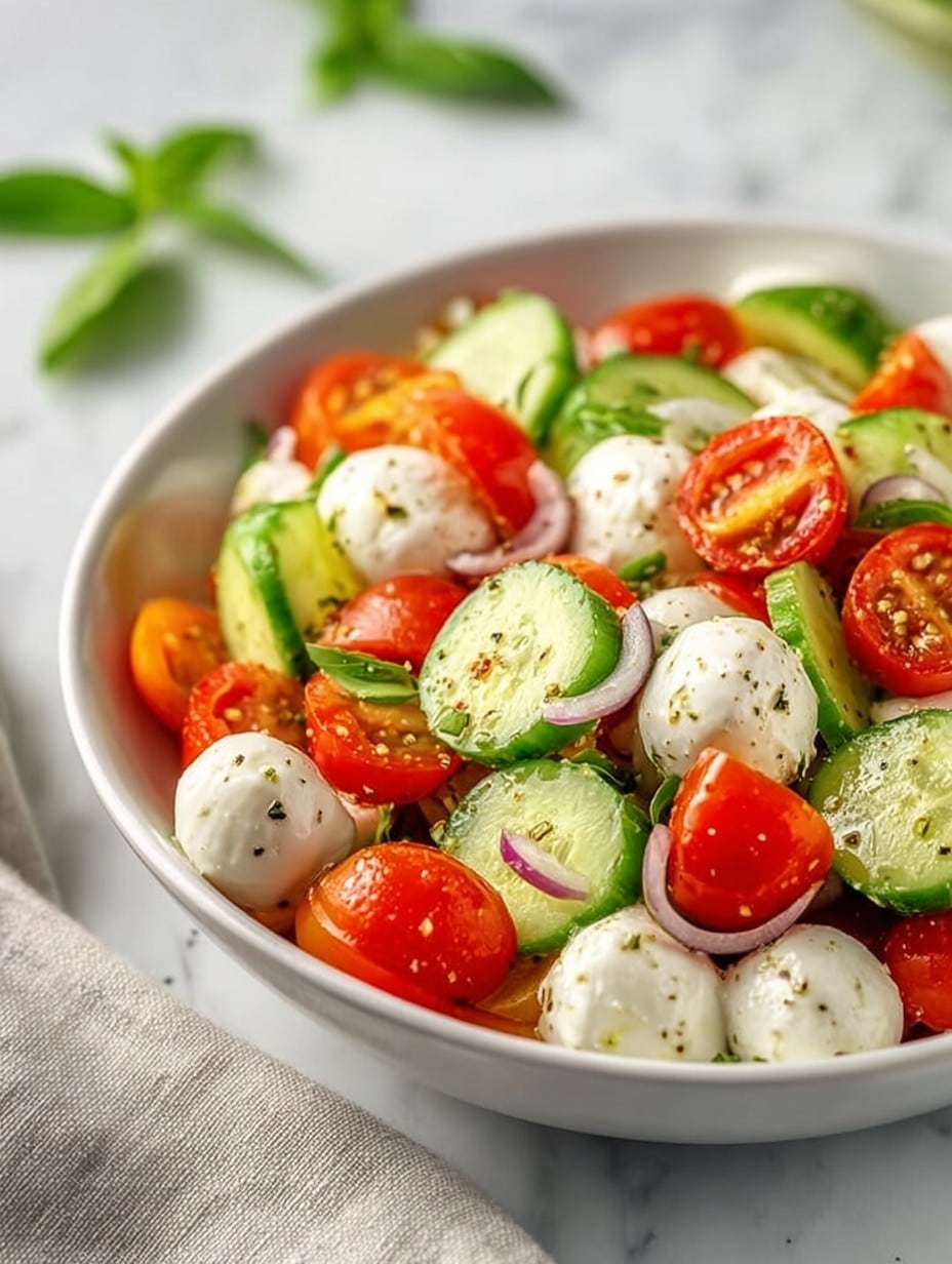 Juicy Cucumber Caprese Salad