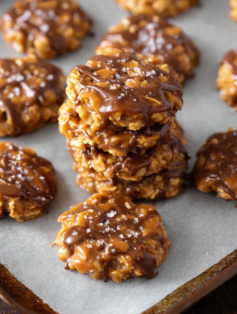 No Bake Salted Caramel Cookies