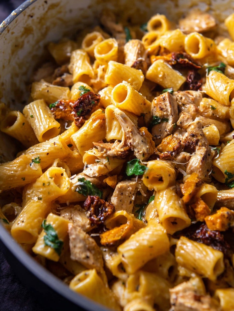Roasted Butternut Squash and Sun-Dried Tomato Chicken Pasta