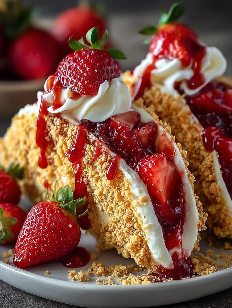 Strawberry Crunch Cheesecake Tacos