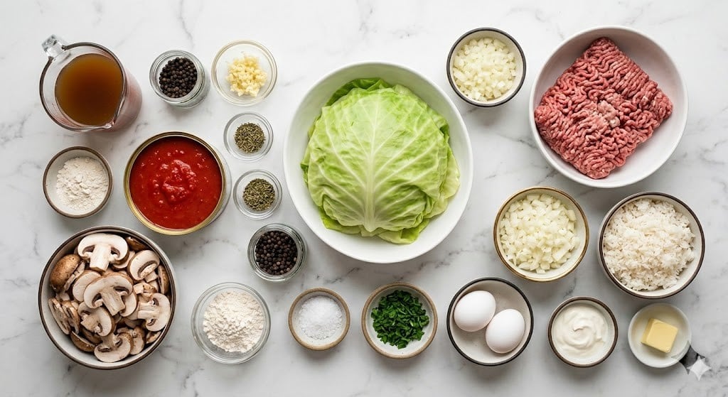 Stuffed Cabbage Rolls with Mushroom Sauce