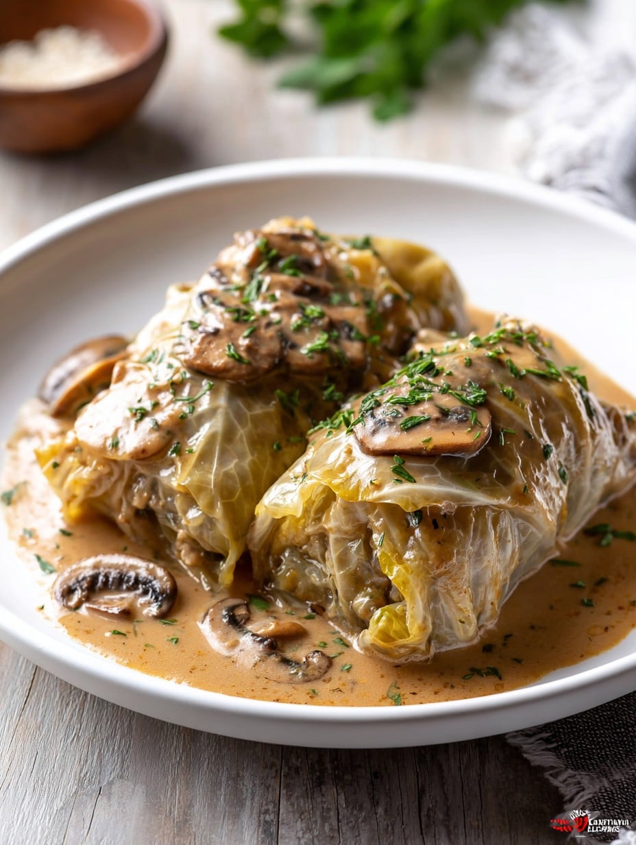 Stuffed Cabbage Rolls with Mushroom Sauce