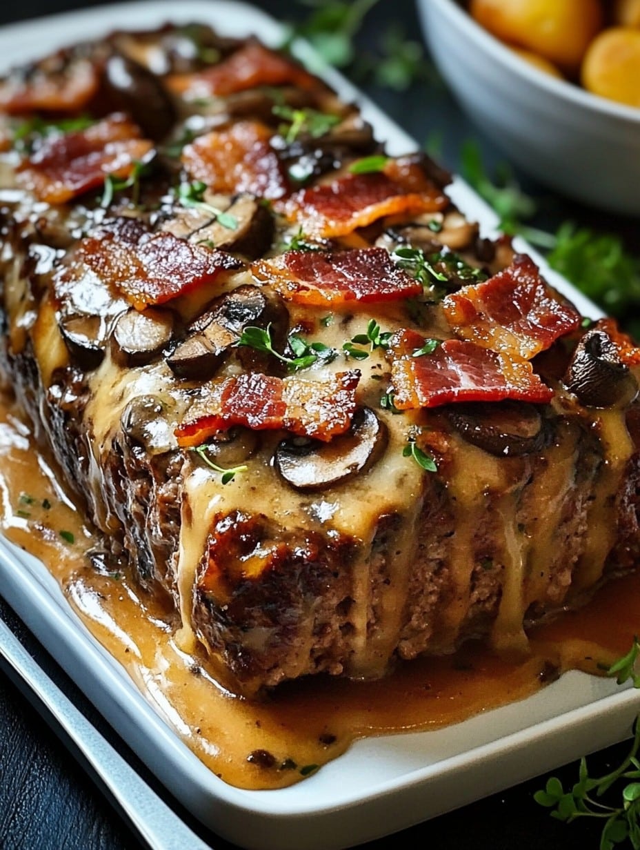 Swiss Bacon Mushroom Meatloaf for Busy Weeknights (Without the Heavy Carbs)