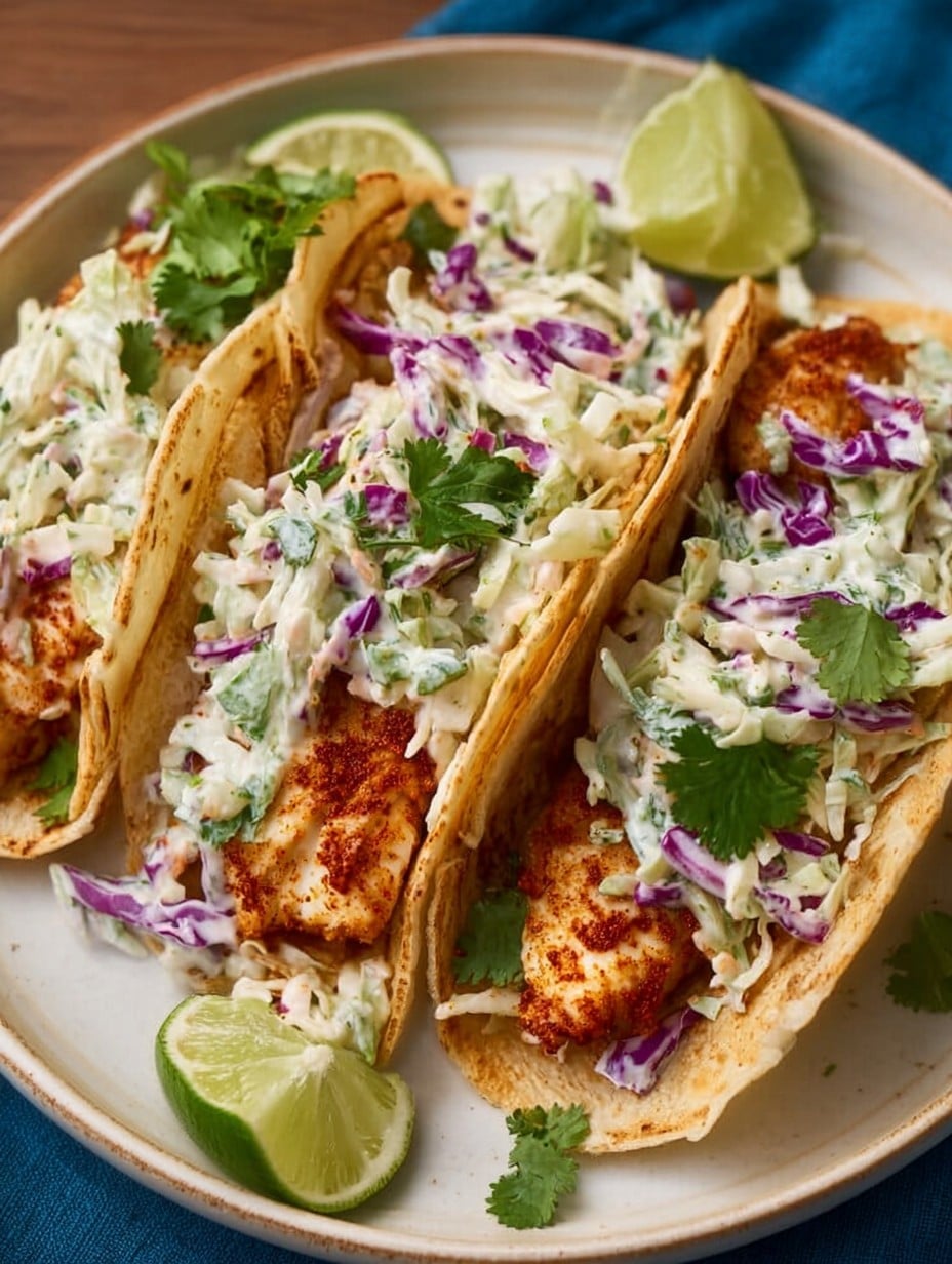 Air Fryer Fish Tacos with Cilantro Lime Slaw