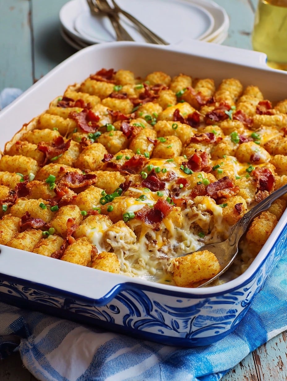 Chicken Bacon Ranch Tater Tot Casserole