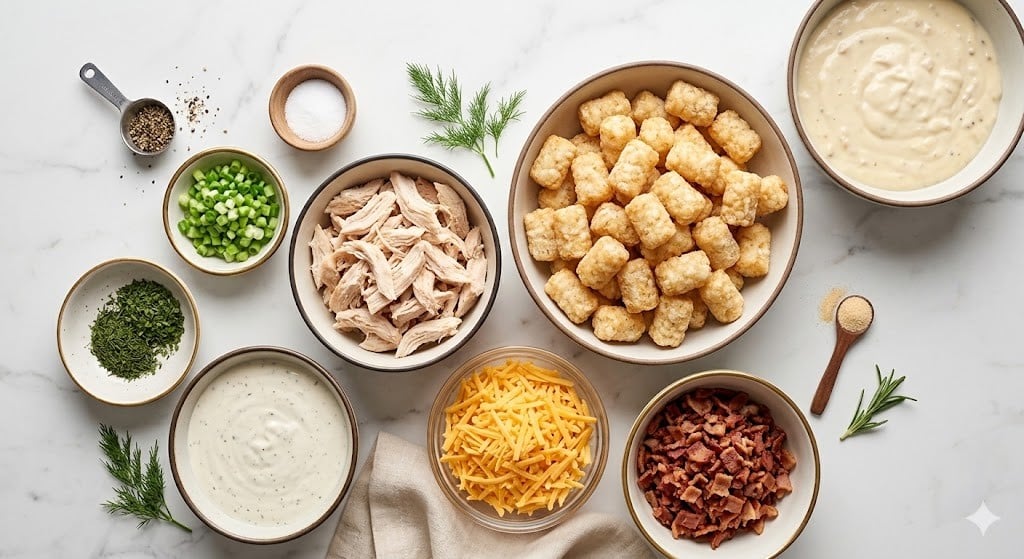 Chicken Bacon Ranch Tater Tot Casserole