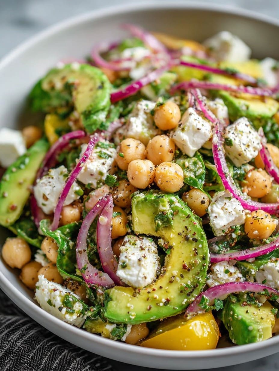Chickpea Feta Avocado Salad