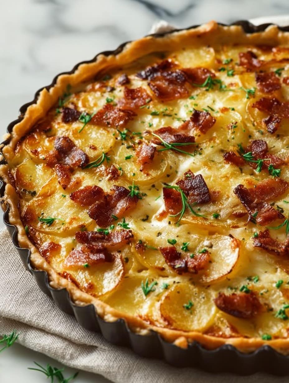 Creamy Irish Potato Pie with Crispy Bacon Delight