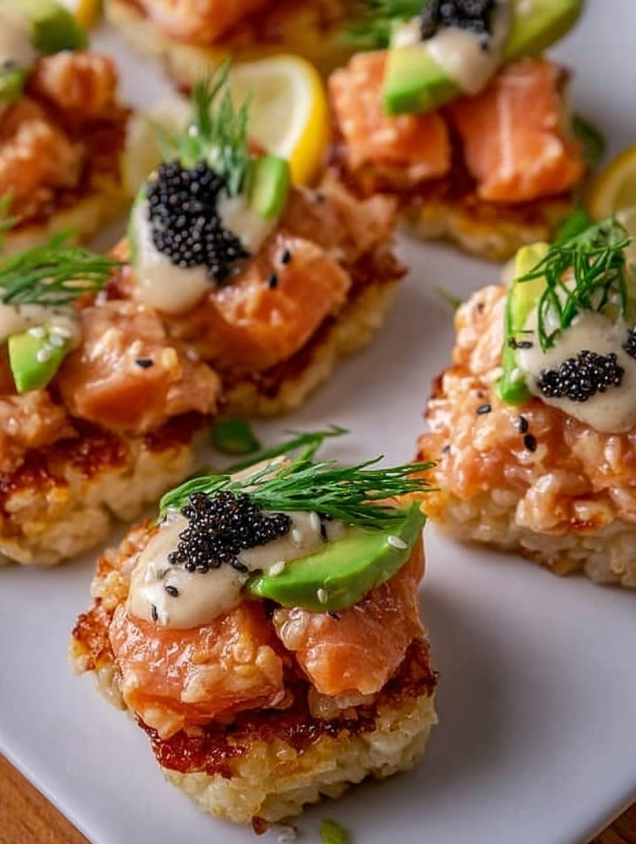 Crispy Rice Salmon Appetizer