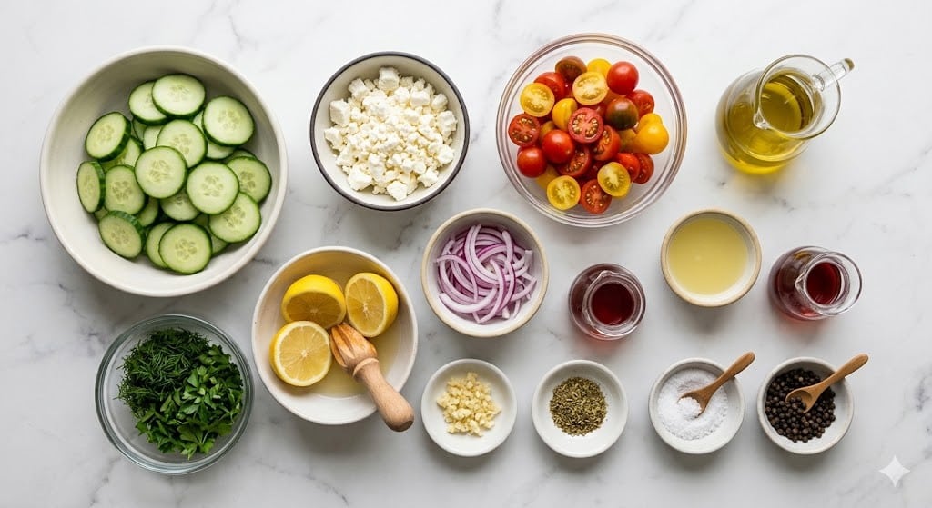 Cucumber Feta Salad with Lemon Greek Vinaigrette