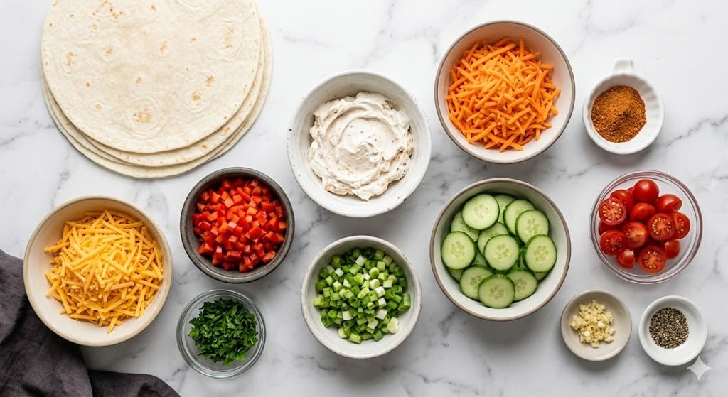 Fresh Vegetable Tortilla Roll Ups Recipe