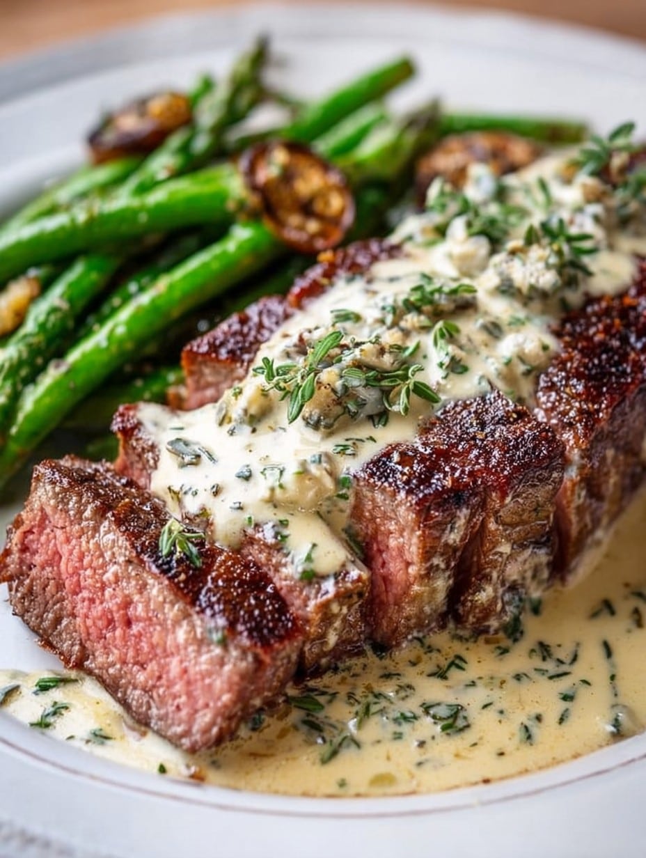 Garlic Butter Steak with Parmesan Cream Sauce