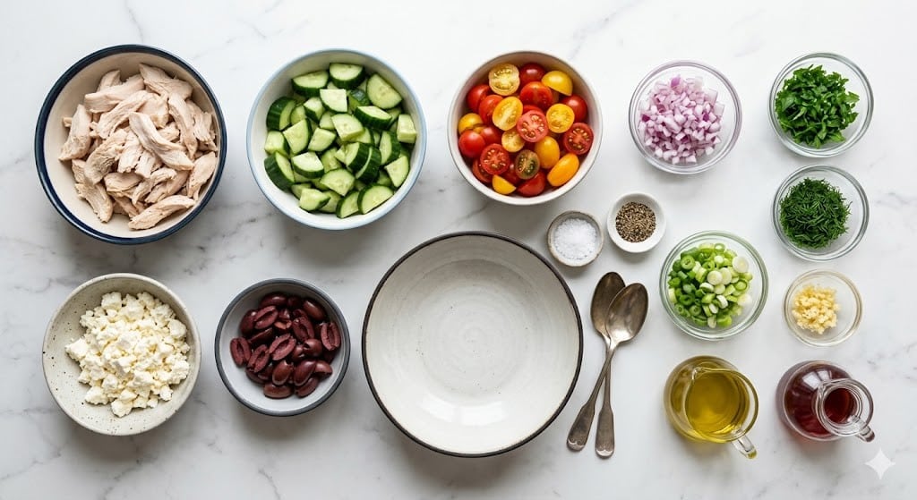 High Protein Chicken Cucumber Tomato Salad