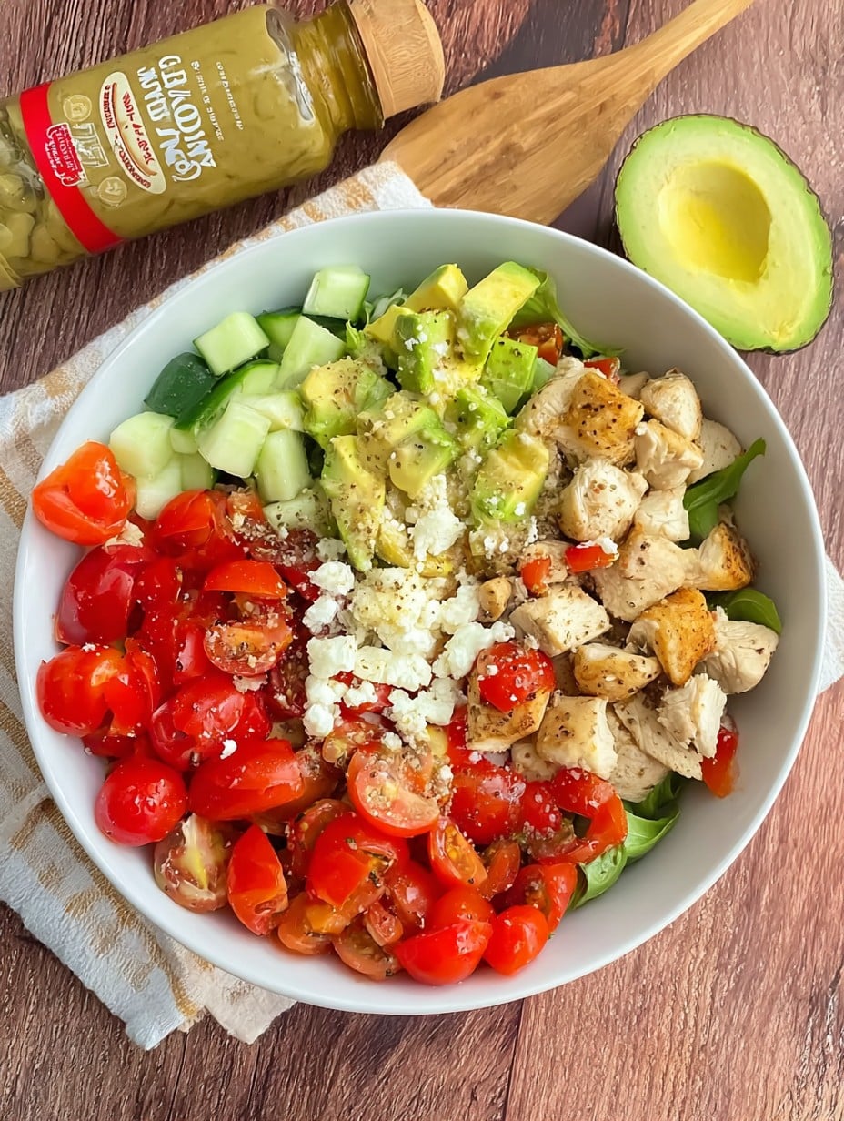High Protein Chicken Cucumber Tomato Salad